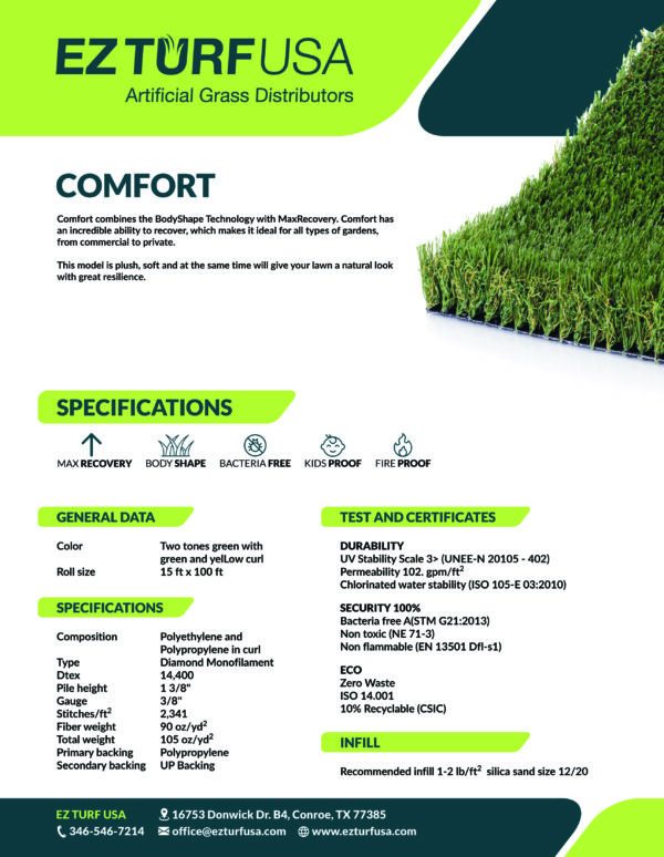 Comfort Turf Spec Sheet